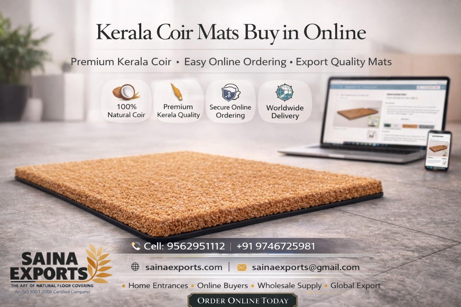 Coir mat Manufacturer in India, Rubber and coir doormat outdoor exporter, Best Coir doormat in Kerala